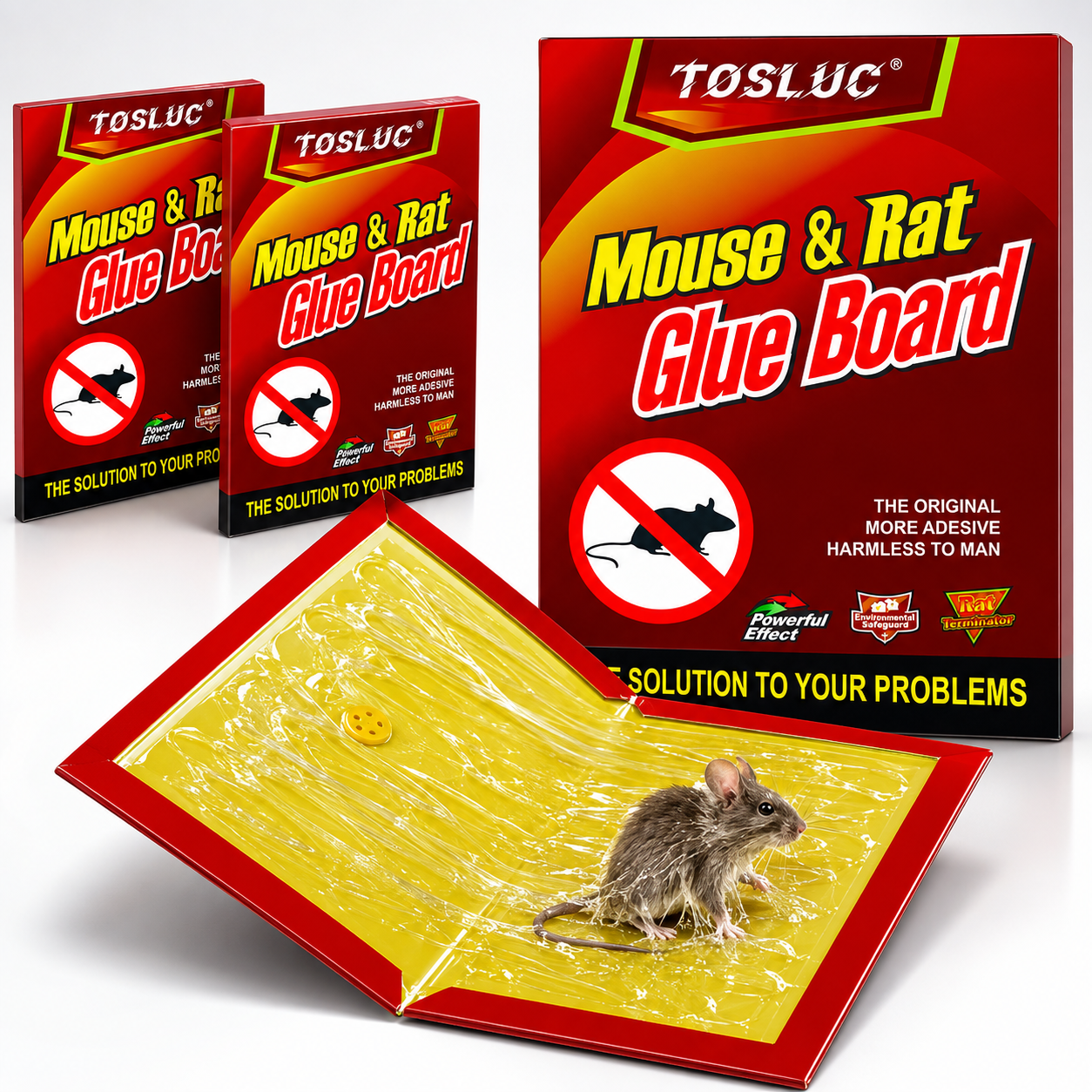 🐭 TOSLUC – TRAPPOLE ADESIVE EXTRA LARGE PER TOPI – CONFEZIONI DA 2/5/8 PEZZI