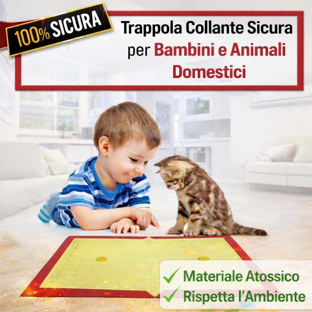 🐭 TOSLUC – TRAPPOLE ADESIVE EXTRA LARGE PER TOPI – CONFEZIONI DA 2/5/8 PEZZI