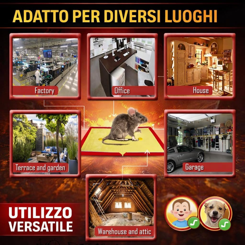 🐭 TOSLUC – TRAPPOLE ADESIVE EXTRA LARGE PER TOPI – CONFEZIONI DA 2/5/8 PEZZI